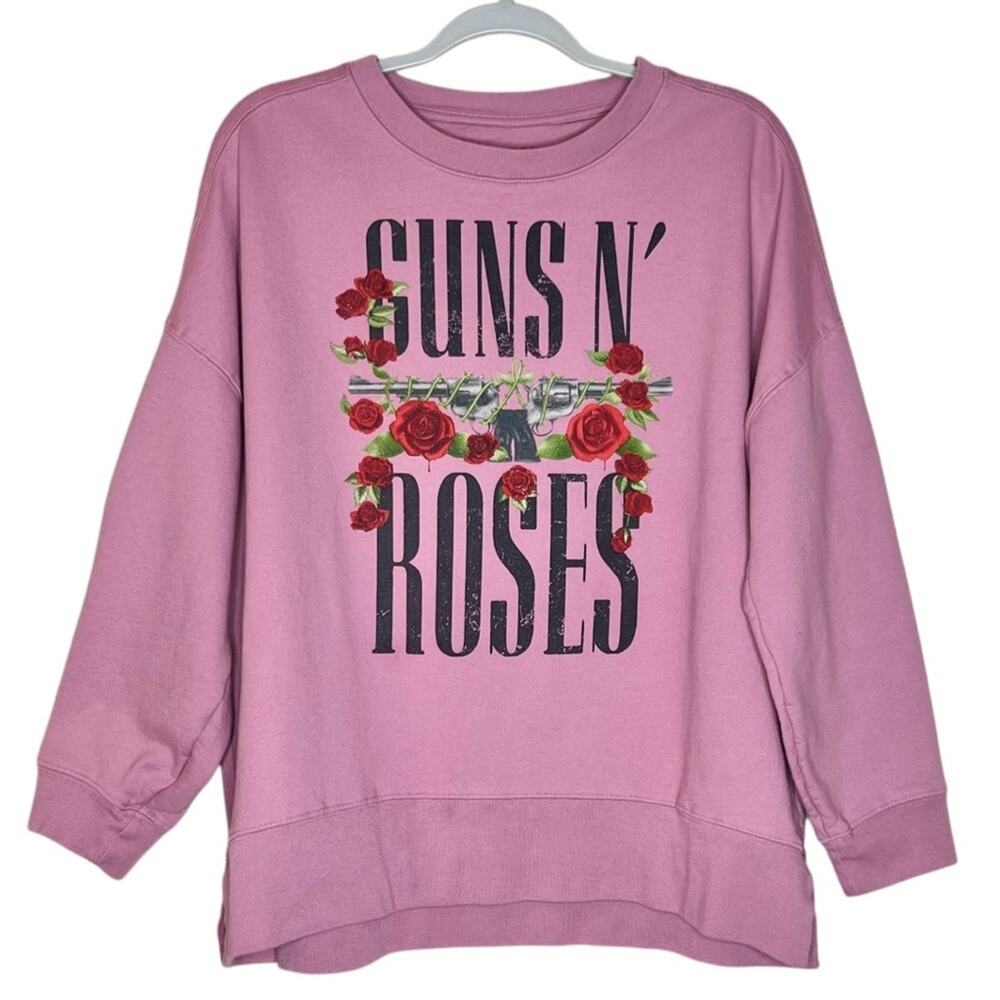 Guns N Roses GNR Rock Band Sweatshirt L Mauve Pink Crewneck Concert Pullover